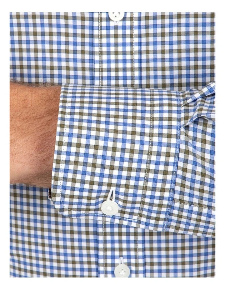 Modern Fit Blue Check Brighton Business Shirt FCL230