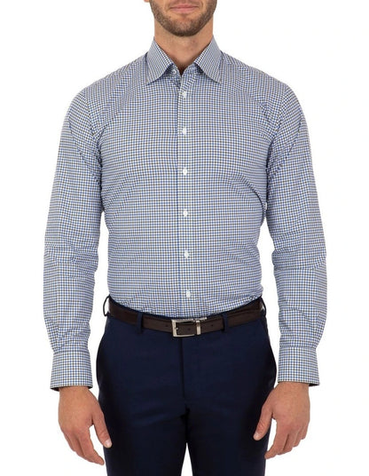 Modern Fit Blue Check Brighton Business Shirt FCL230