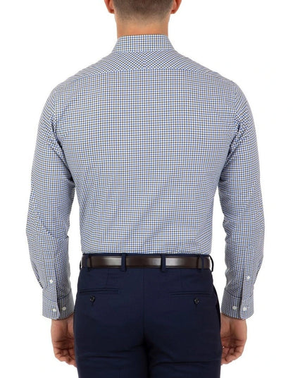 Modern Fit Blue Check Brighton Business Shirt FCL230