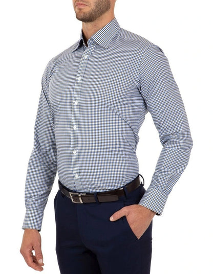 Modern Fit Blue Check Brighton Business Shirt FCL230