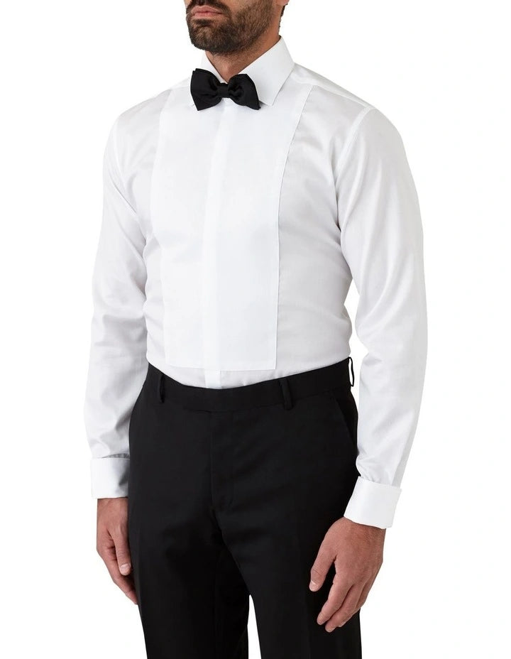 Kent Modern Fit Tuxedo Shirt In White